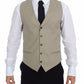 Beige Cotton Dress Vest Blazer Jacket