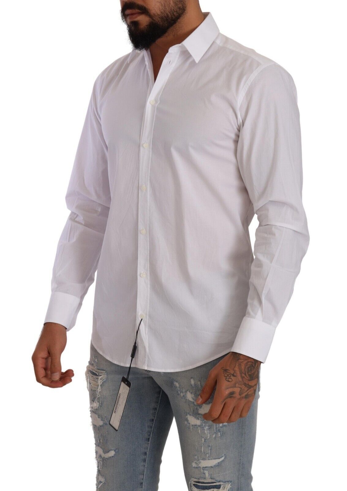 Elegant White Martini Dress Shirt