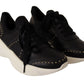 Chic Black Lace-Up Leather Sneakers