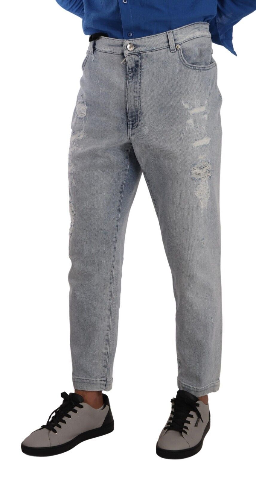 Elegant Slim Fit Tapered Light Blue Jeans