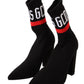 Chic Suede Ankle Boots with Logo Socks Accent