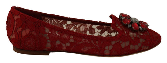 Ravishing Red Crystal Buckle Ballet Flats