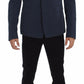 Elegant Blue Cotton Stretch Blazer Jacket