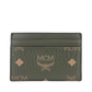 Portuna Mini Sea Turtle Logo Diamond Visetos Leather Card Case Wallet Green
