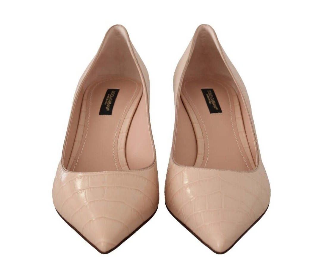 Elegant Nude Mid-Heel Leather Pumps