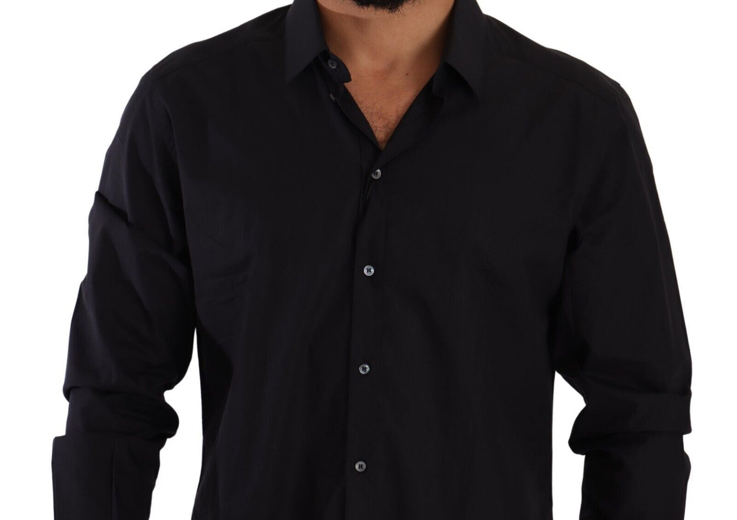 Elegant Black Cotton Dress Shirt