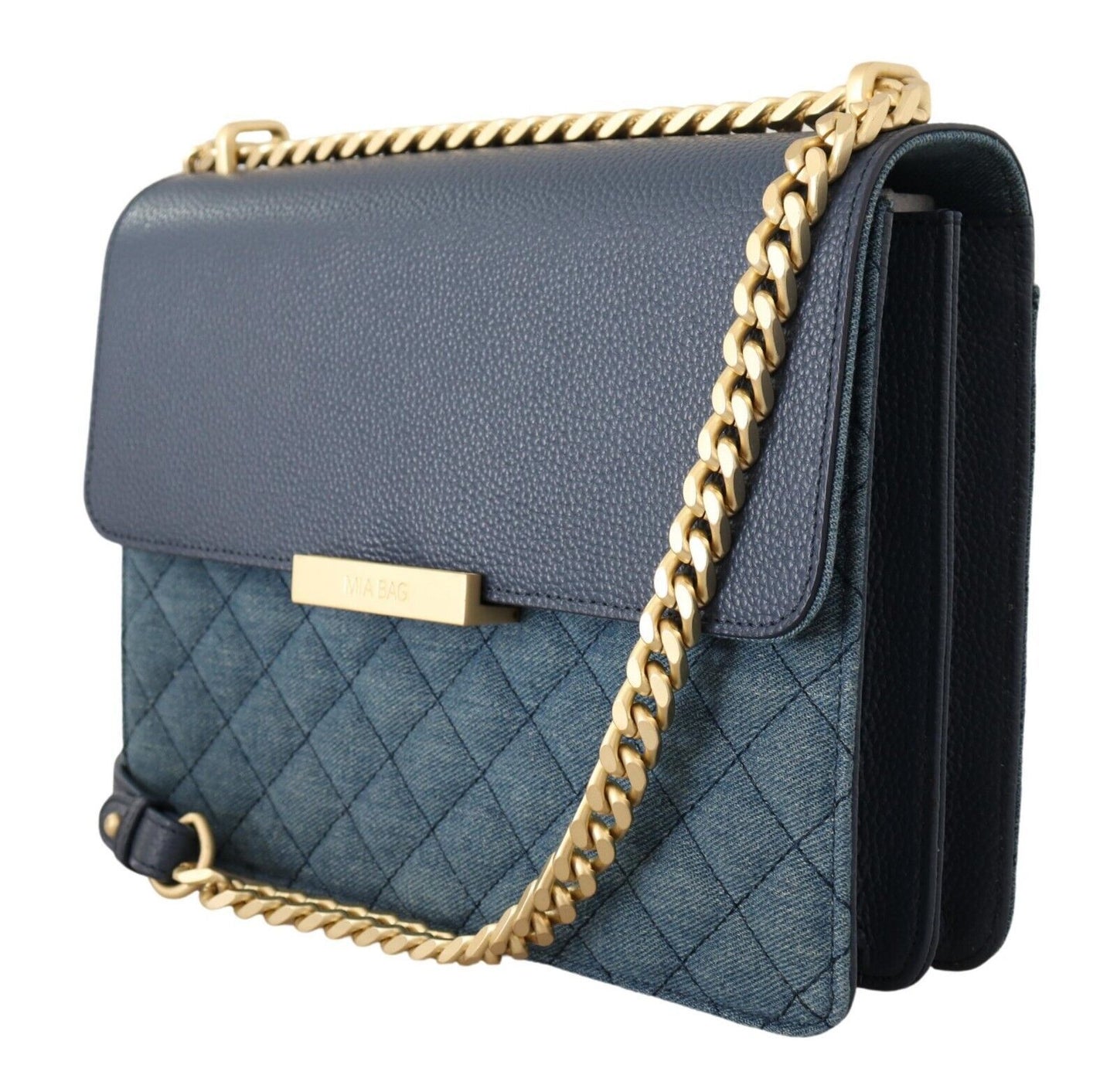 Chic Denim Gold Detail Shoulder Bag