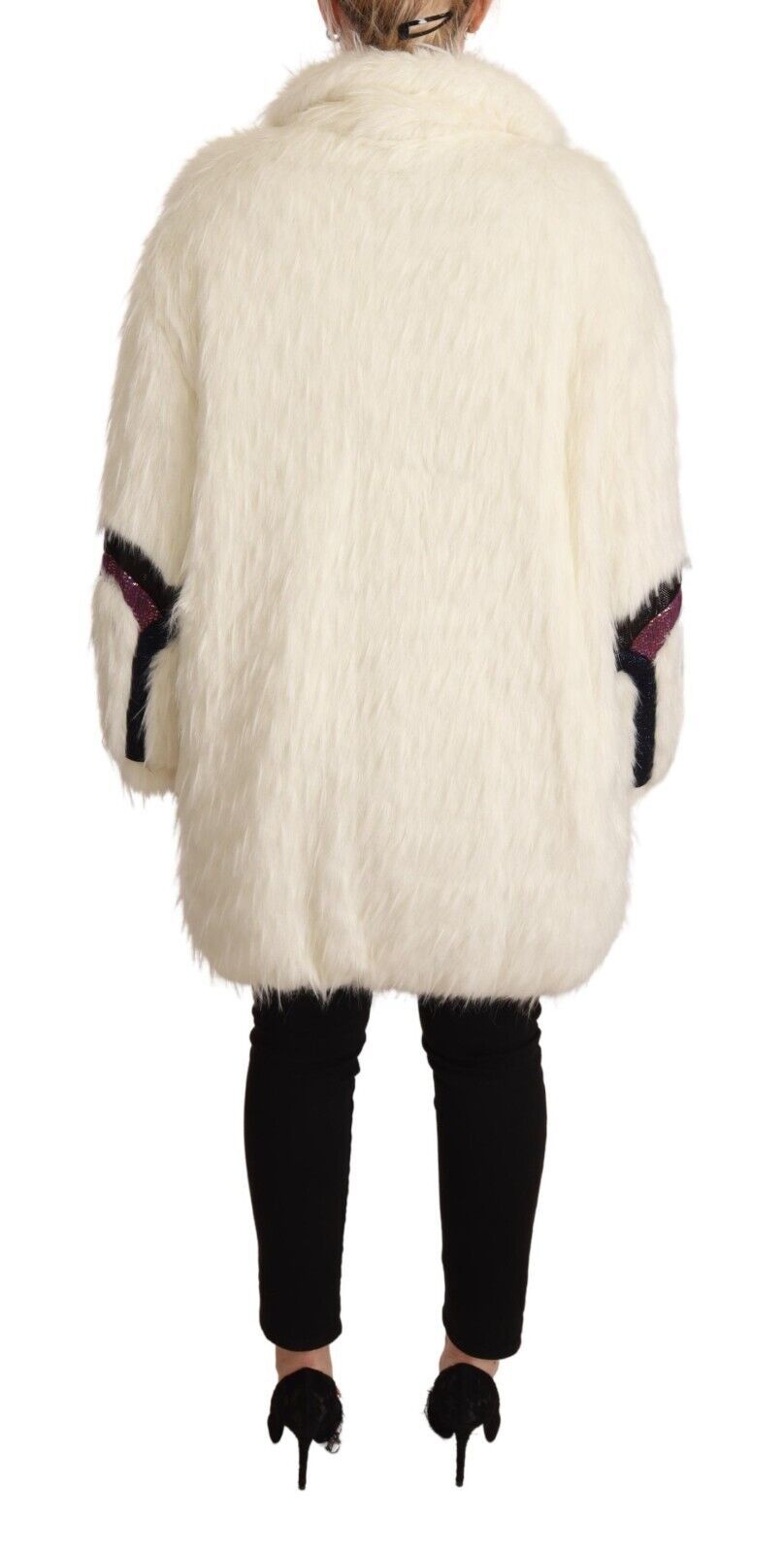 Elegant White Fur Overcoat Jacket