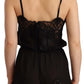 Elegant Black Silk Lace Chemise Babydoll