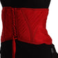 Red Corset Belt Stretch Waist Strap Silk Top