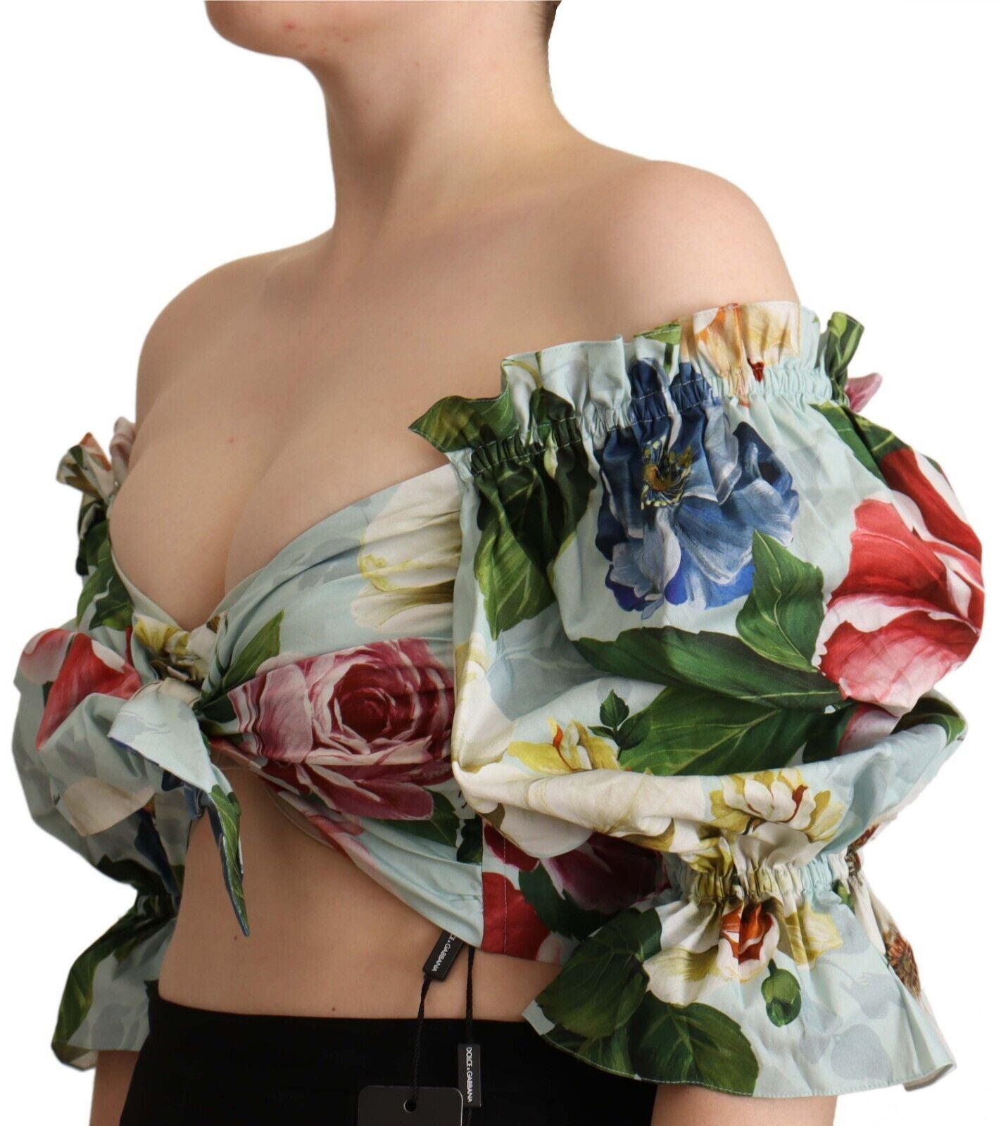 Chic Floral Open-Shoulder Crop Top