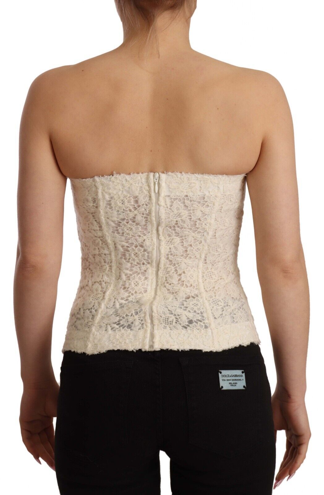 Chic Off-White Floral Lace Corset Top