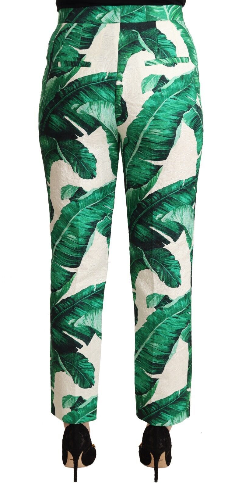 Elegant High Waist Leaf Print Trousers