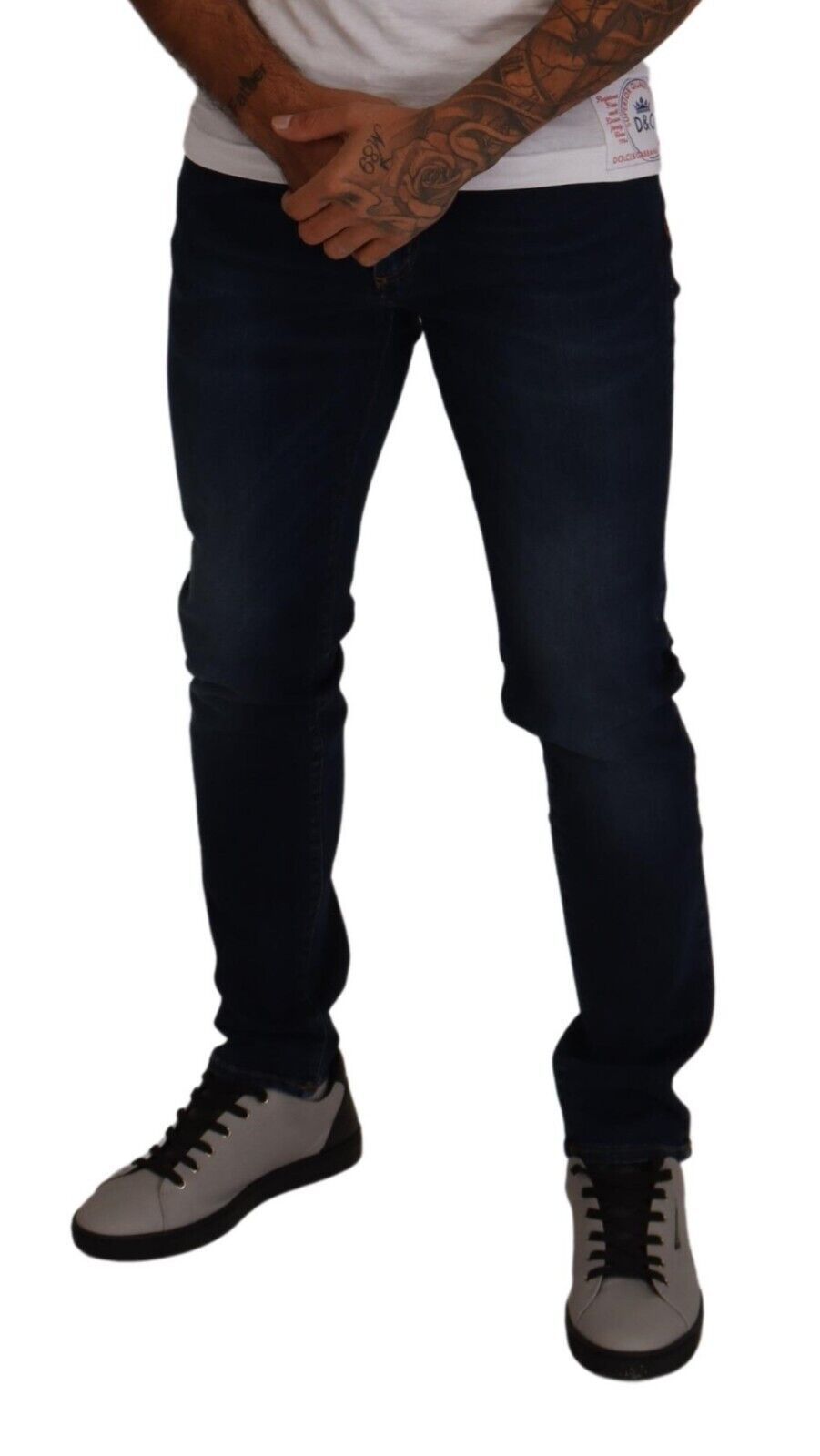 Chic Slim Fit Dark Blue Denim Jeans