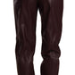 High Waist Skinny Trousers in Dark Brown