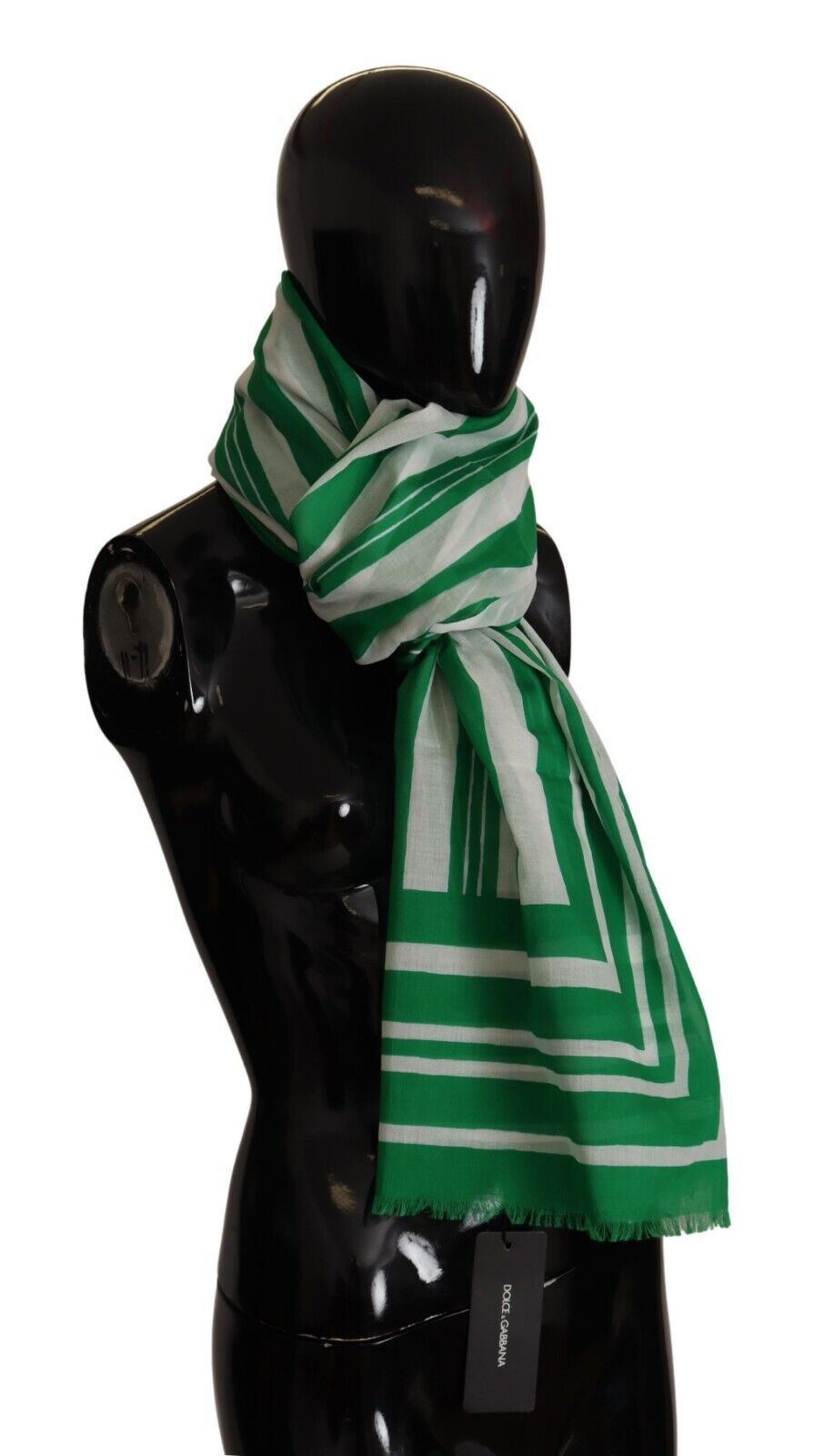 Elegant Striped Cotton Scarf with Logo Print