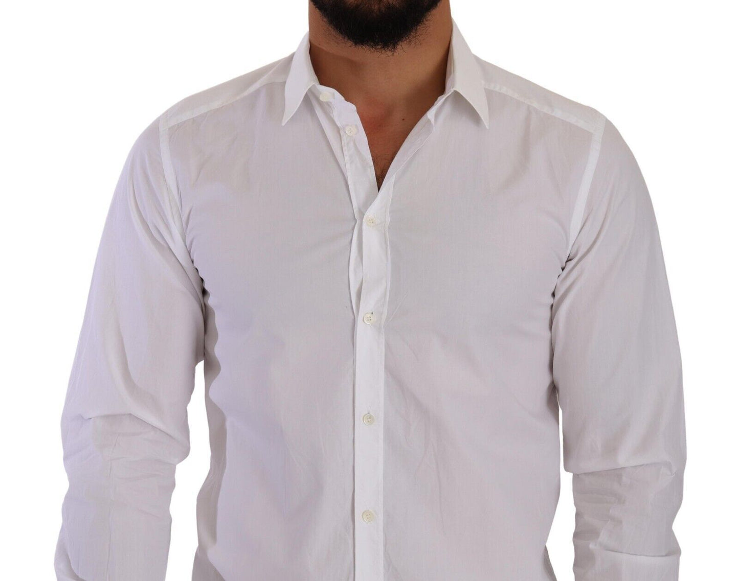 Elegant White Cotton Poplin Dress Shirt