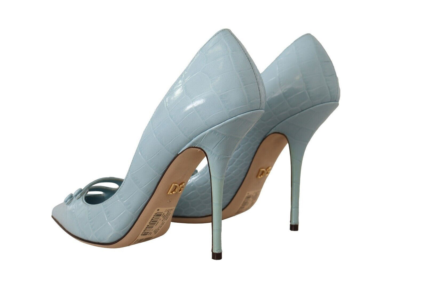 Elegant Light Blue Leather Pumps