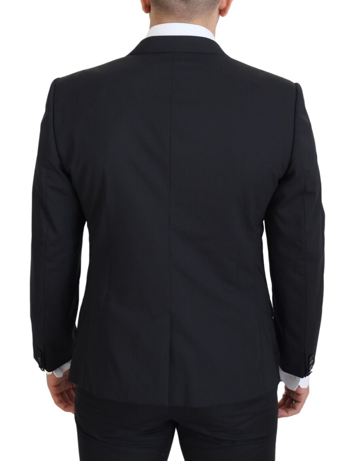 Elegant Slim Fit Black Wool Blazer