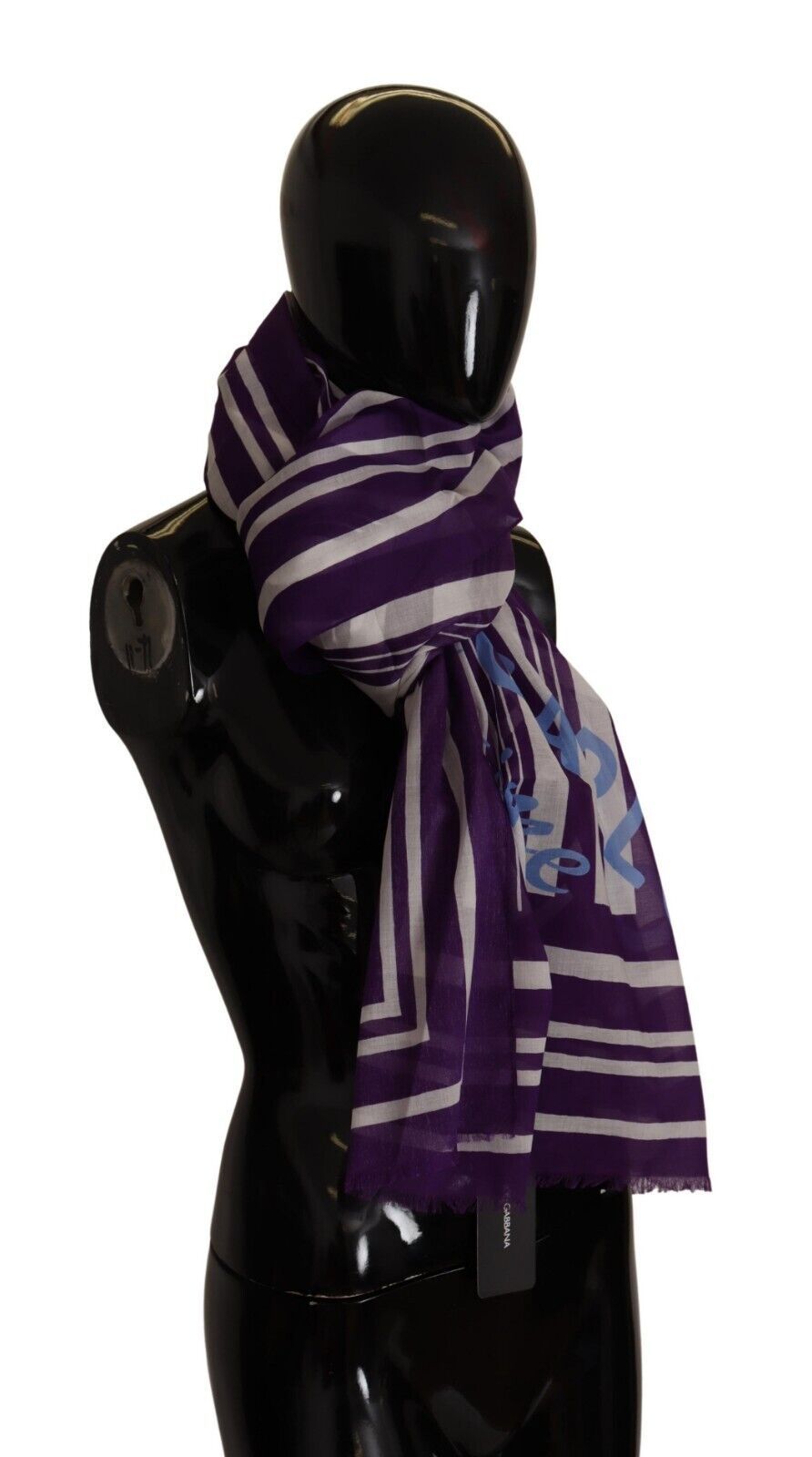 Elegant Striped Logo Cotton Scarf