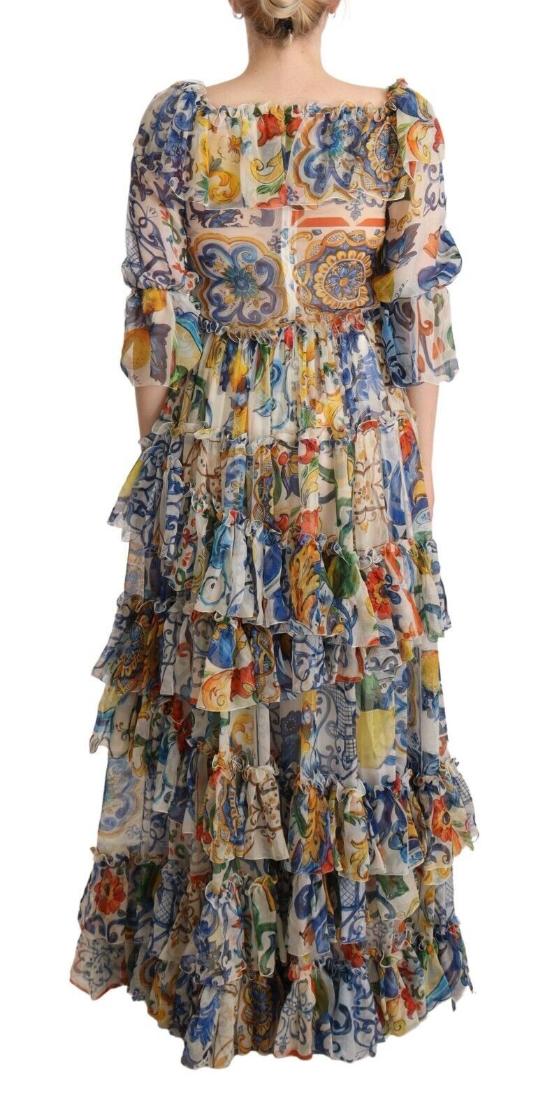 Majolica Print Silk Maxi Dress