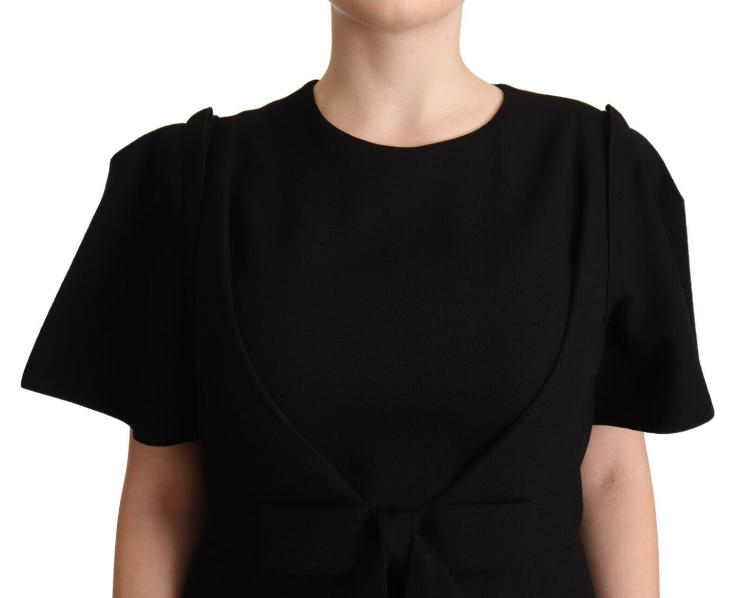 Elegant Black Midi Dress with Bow Detail