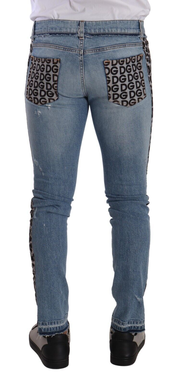 Elegant Slim Fit Denim with Leopard Details