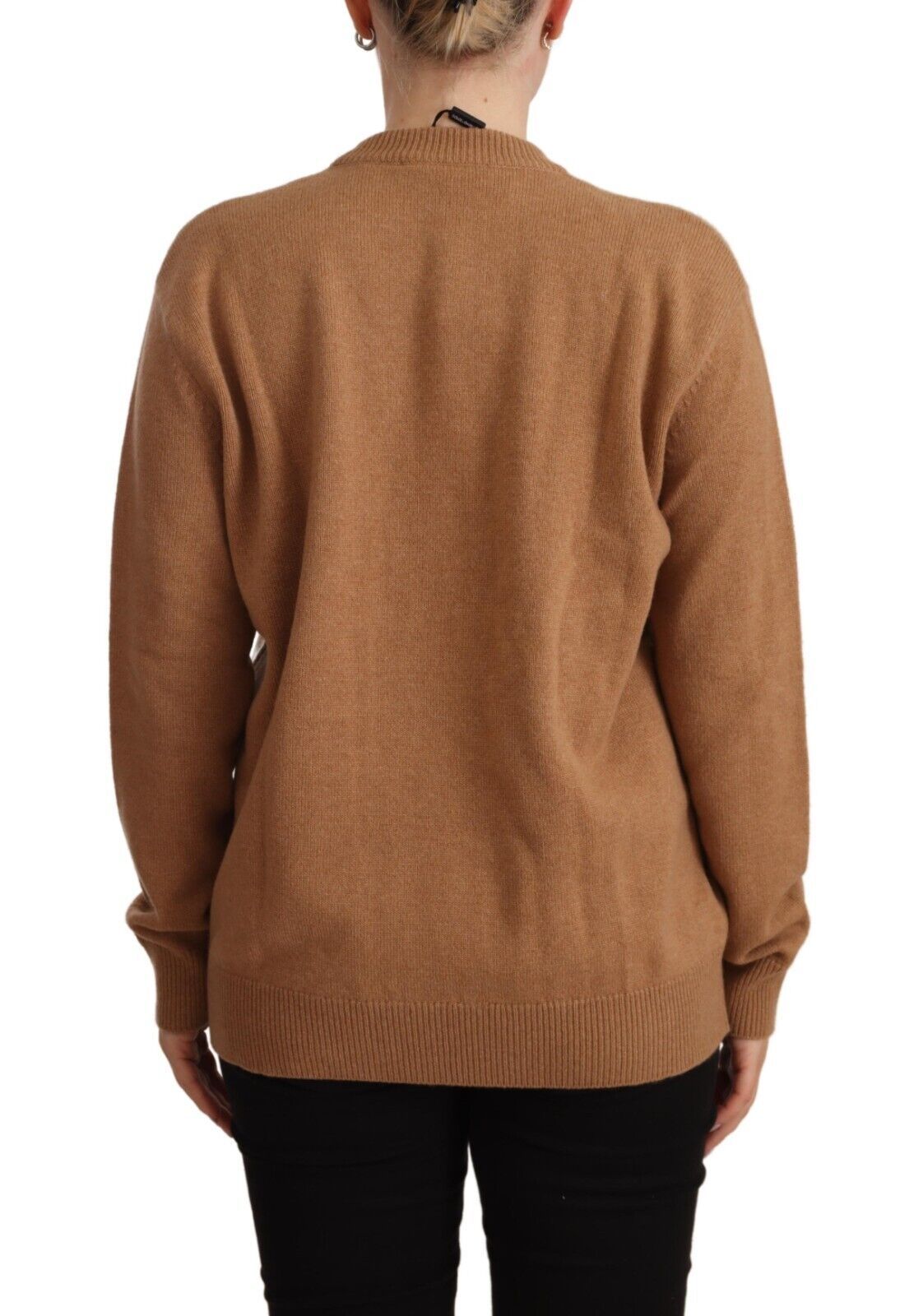 Chic Beige Cashmere Crewneck Sweater with #dgfamily Motive