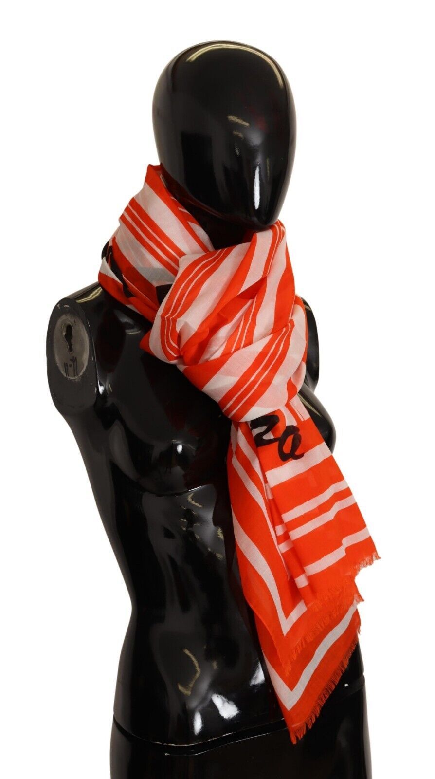 Elegant Striped Cotton Scarf with Logo Print