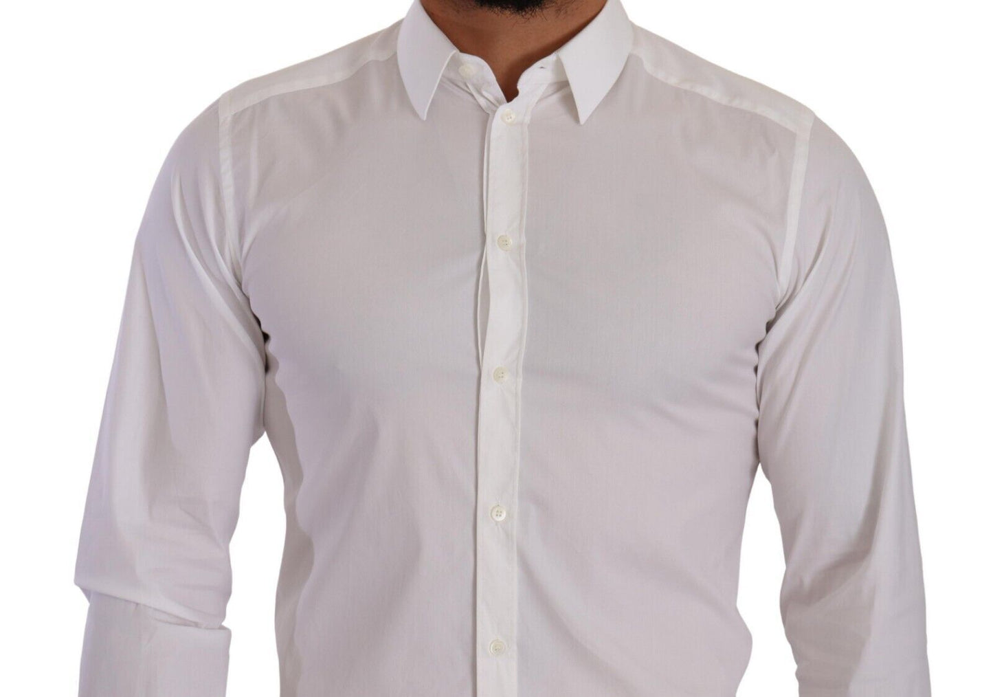 Elegant White Slim Fit Cotton Dress Shirt