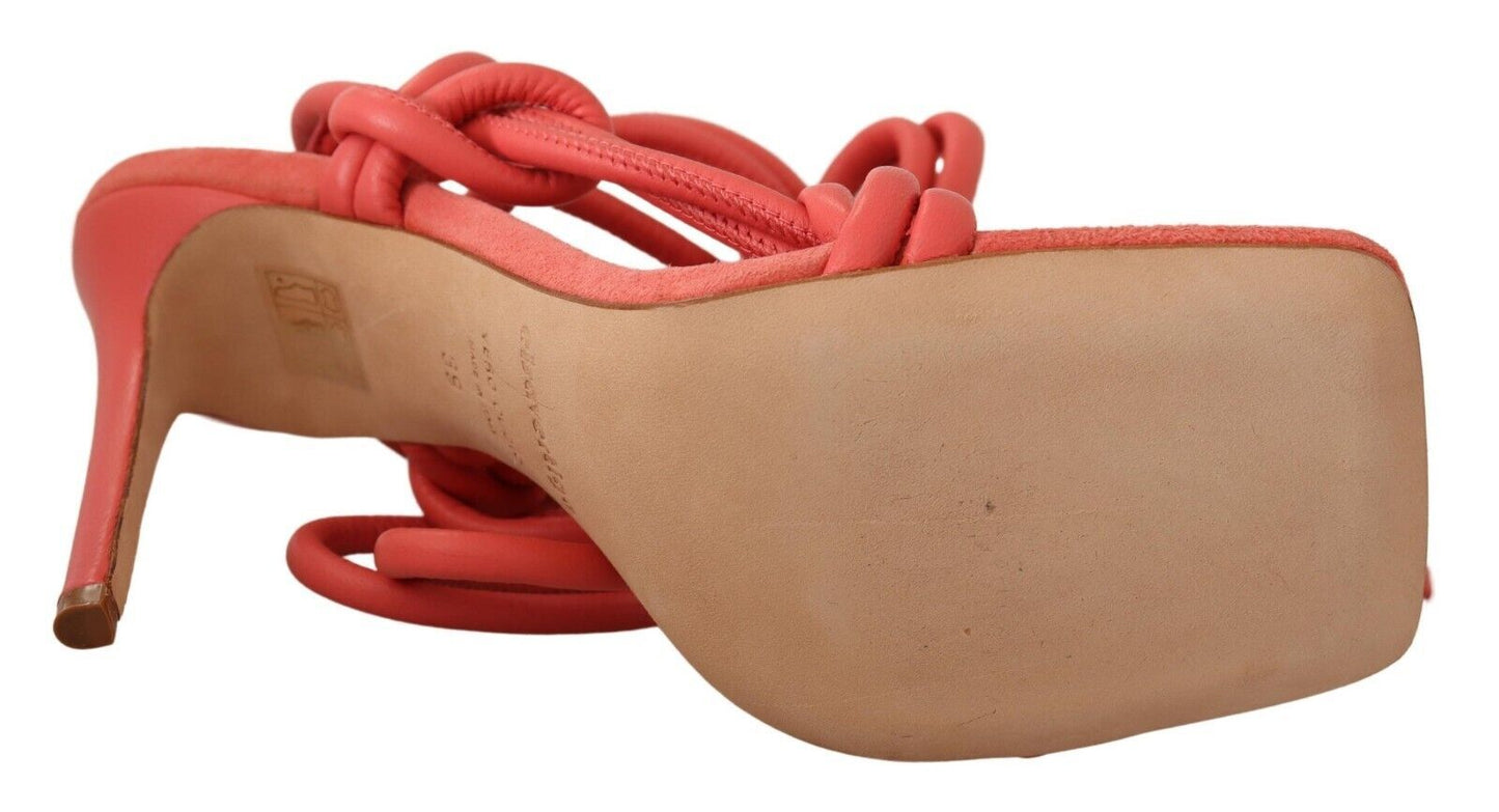 Coral Suede Strappy Stiletto Sandals