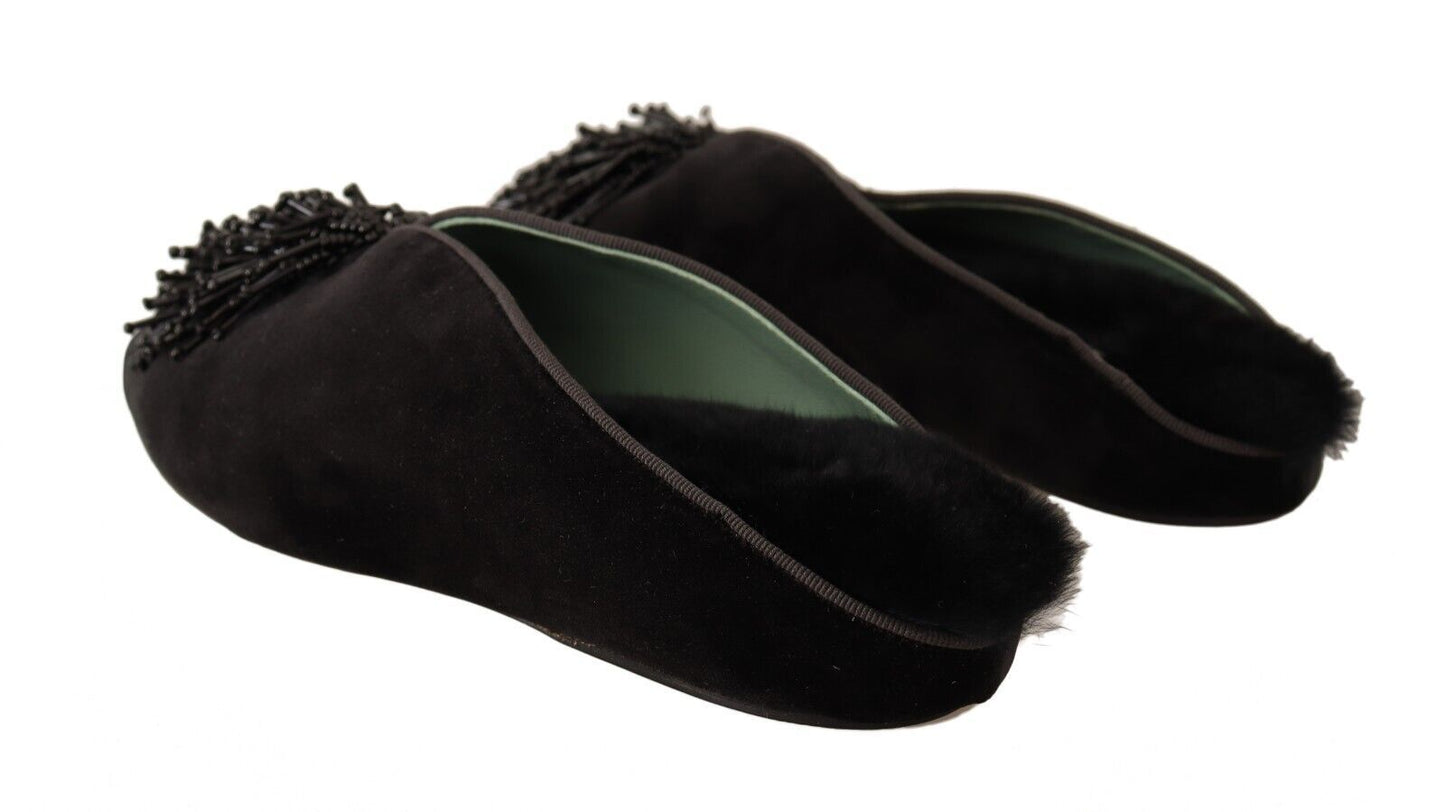 Elegant Suede Leather Embellished Flats