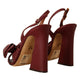 Burgundy Bow Applique Leather Heels