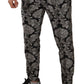 Silver Black Jacquard Dress Trouser Pants