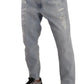 Elegant Slim Fit Tapered Light Blue Jeans