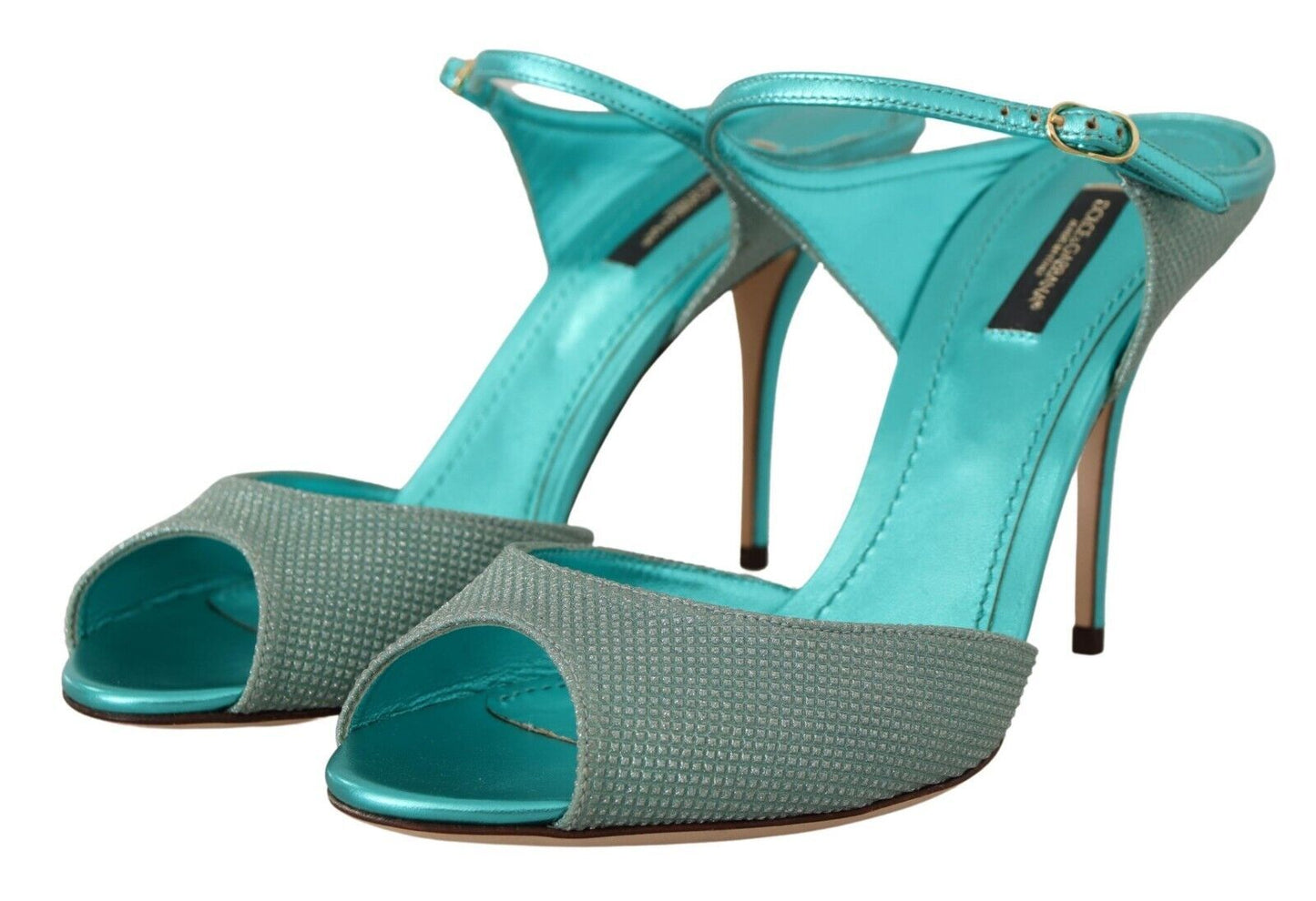 Aqua Blue Glitter Heels Sandals