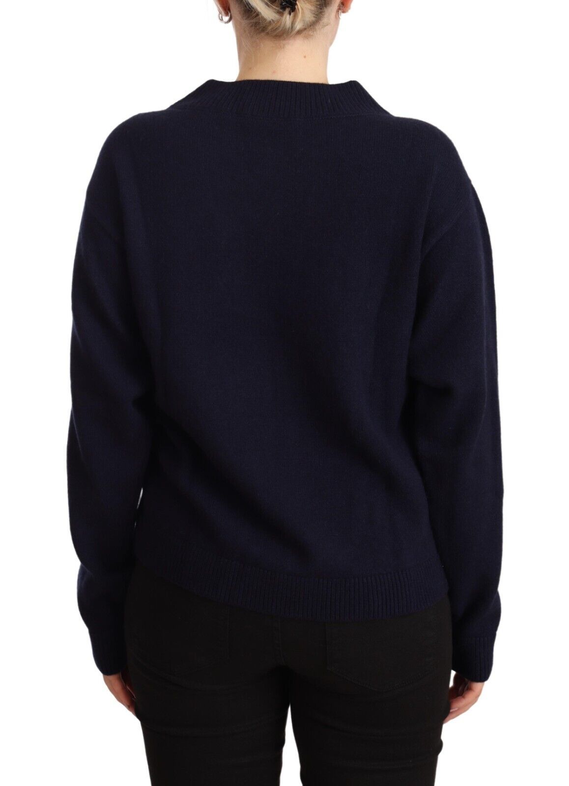 Blue Cashmere Crewneck Pullover Sweater