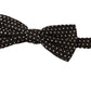 Elegant Black Silk Dotted Bow Tie