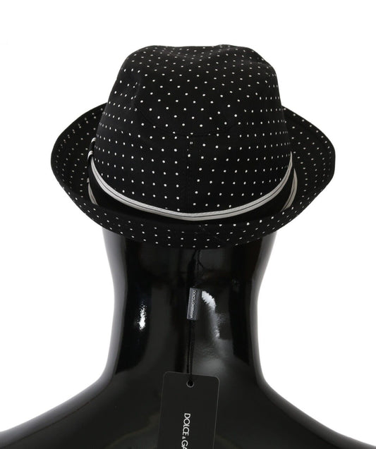 Elegant Black & White Dotted Fedora Hat