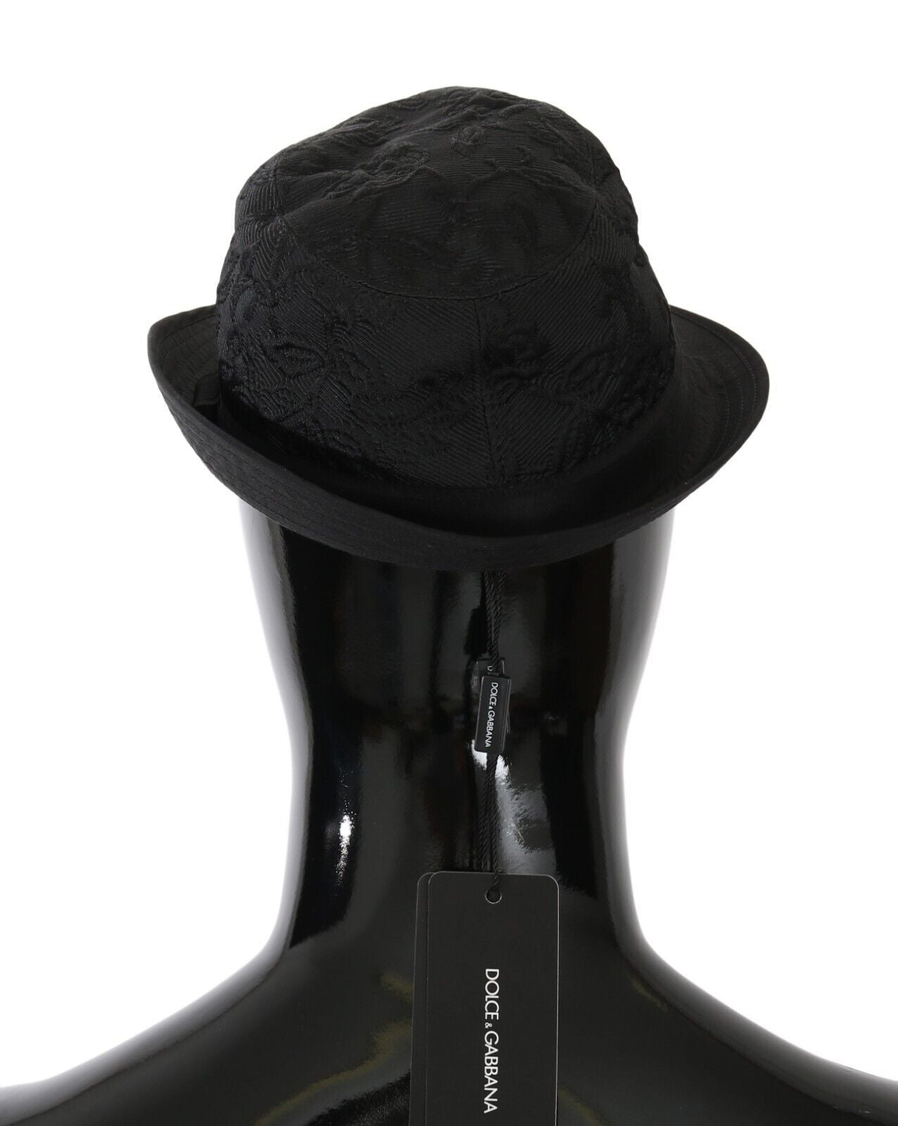 Floral Jacquard Fedora Hat in Black