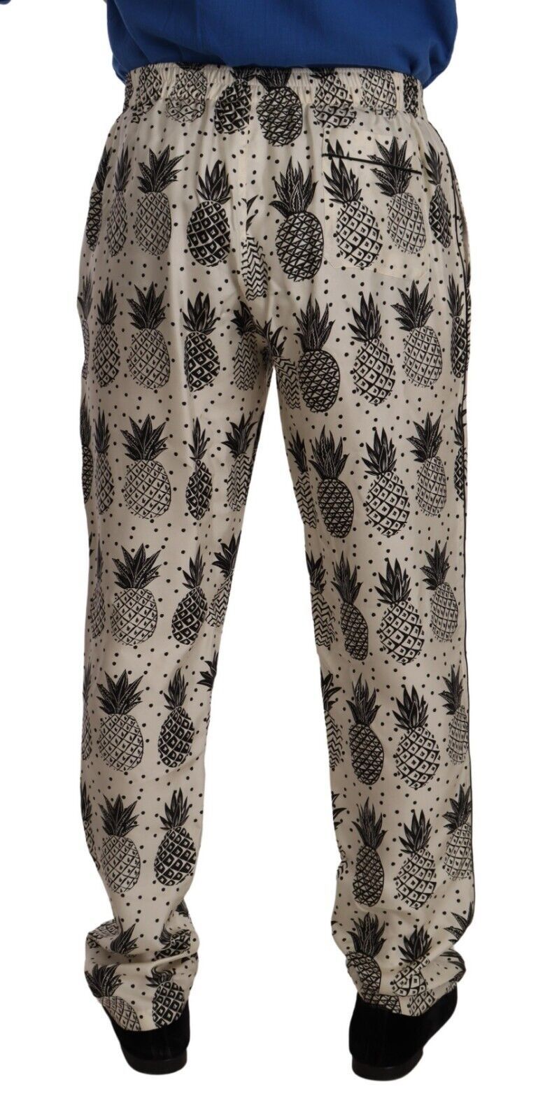 White Pineapple Silk Men Lounge Trouser Pants