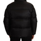 Sleek Black Puffer Jacket with Zipper Closure