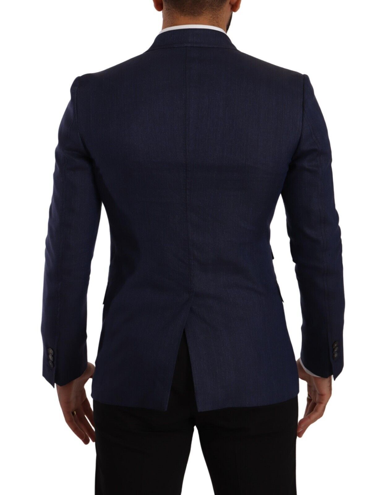 Elegant Slim Fit Silk Blend Blazer in Blue