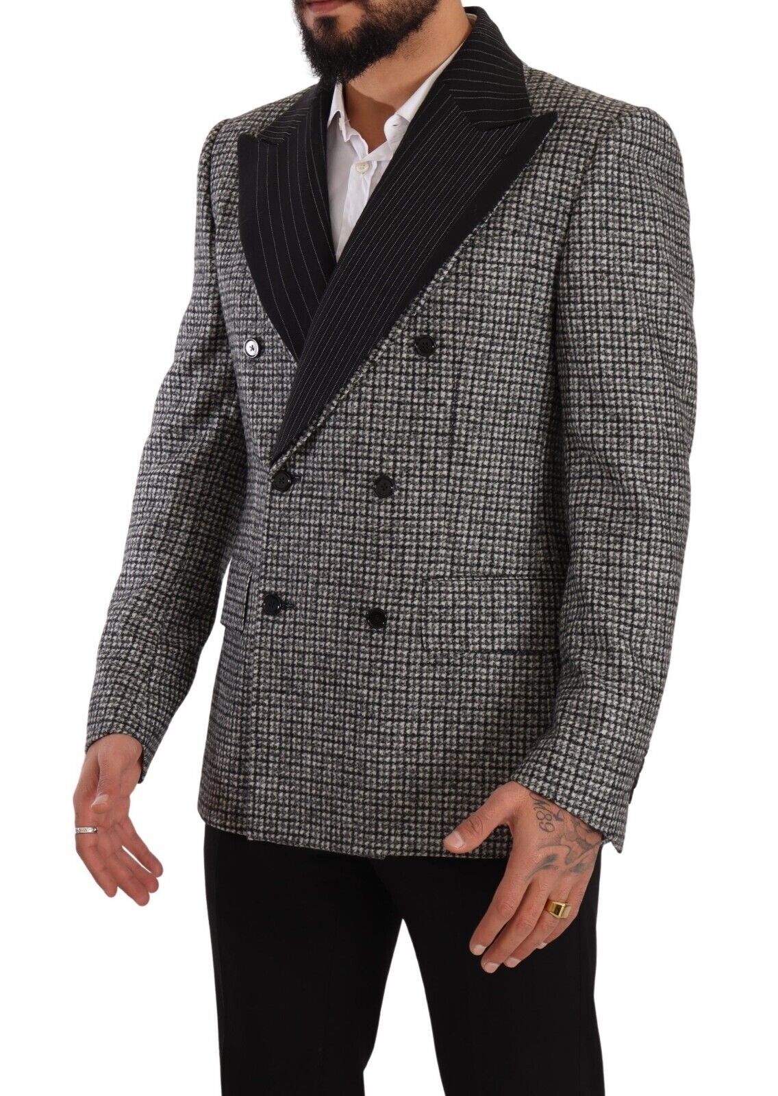 Gray Wool Double Breasted Jacket Coat Blazer