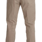 Elegant Beige Cotton Blend Dress Pants