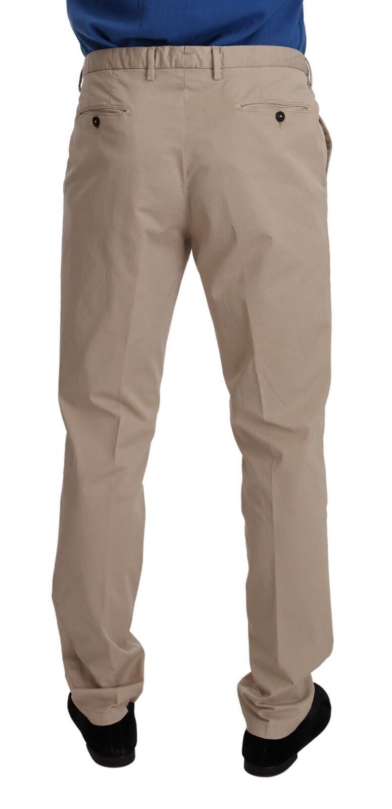 Elegant Beige Cotton Blend Dress Pants