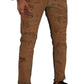 Brown Distressed Cotton Skinny Men Denim Jeans