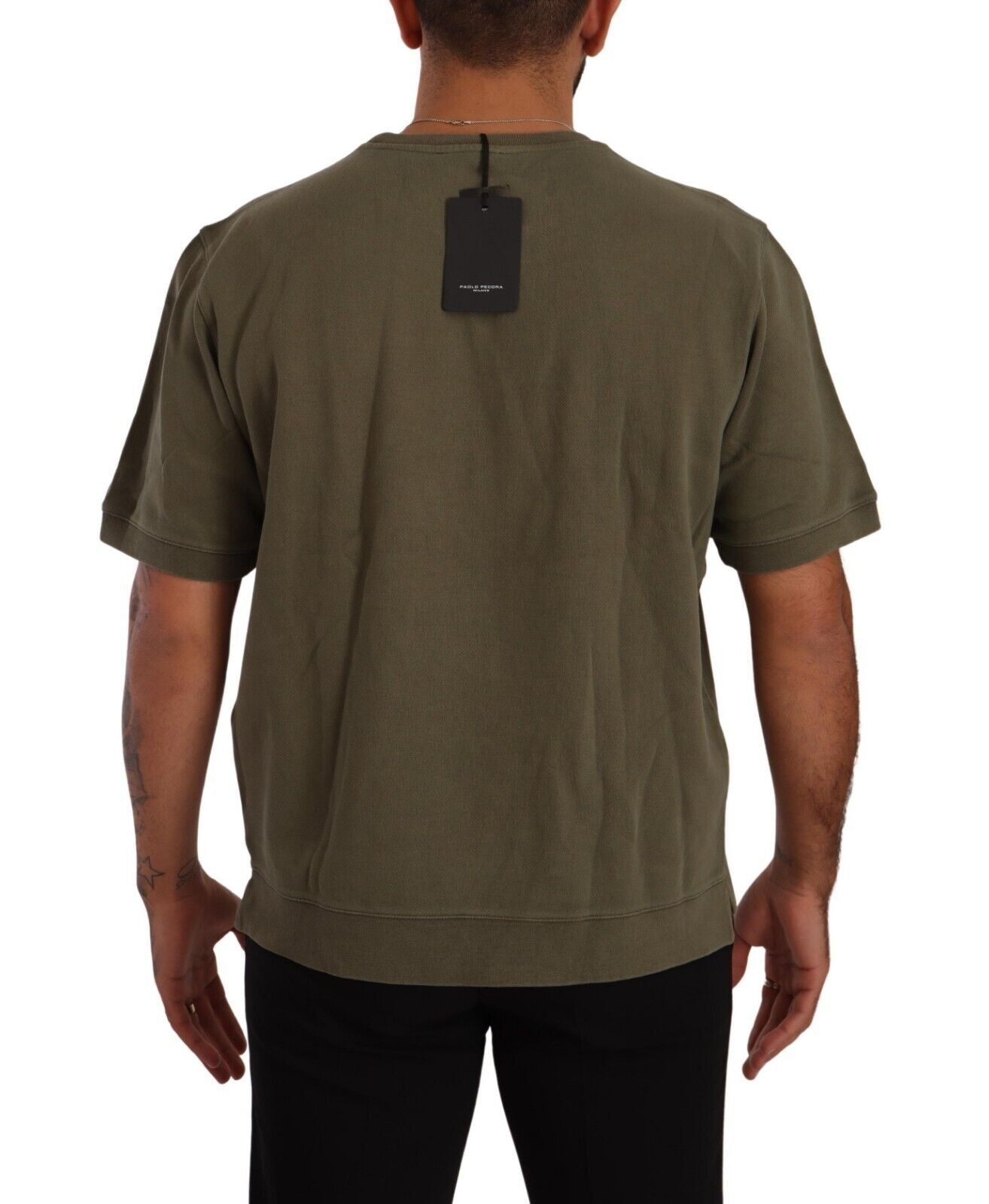 Army Green Crew Neck Cotton Tee