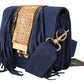 Chic Suede Shoulder Handbag with Gold Applique