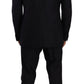 Elegant Black Striped Wool Suit